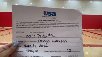 Orange Lutheran High School [Varsity - Jazz Finals] 2021 USA Spirit & Dance Virtual National Championships