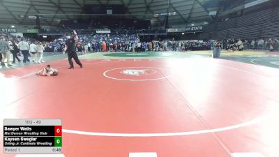 49 lbs 7th Place Match - Sawyer Watts, Mat Demon Wrestling Club vs Kaysen Sweglar, Orting Jr. Cardinals Wrestling