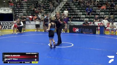 63 lbs Champ. Round 2 - Owen Slabaugh, IL vs Beckett Pola, IN