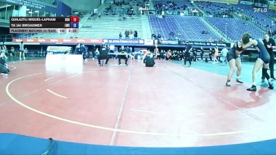 160 lbs Placement Matches (16 Team) - Quilaztli Miguel-lapham, Southern Oregon University vs Ta`jai Broadnex, Lindsey Wilson