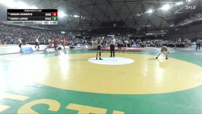 Boys 1A 106 lbs Champ. Round 1 - Riggin Roberts, Riverside vs Diego Lopez, Granite Falls