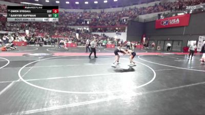 115 lbs Champ. Round 2 - Sawyer Huffman, Wittenberg-Birnamwood vs Owen Stegall, West De Pere Wrestling Club