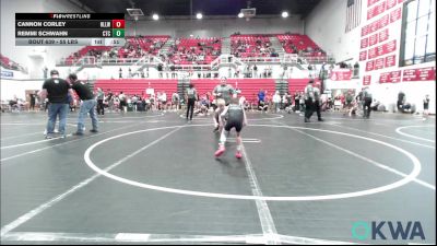 55 lbs Consolation - Cannon Corley, Harrah Little League Wrestling vs Remmi Schwahn, Chandler Takedown Club