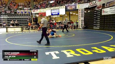 144 lbs Semifinal - Wyatt Gardner, Leoti-Wichita County vs Tug Wilson, St. Marys