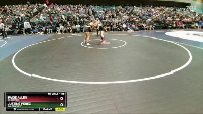 145 lbs Semifinal - Justine Perez, Golden West vs Paige Allen, La Grande