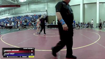 120 lbs Champ. Round 2 - Jamison Gregory, MI vs Julius West, IN