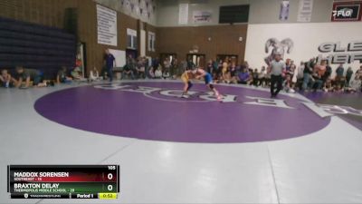 105 lbs Finals (2 Team) - Maddox Sorensen, Southeast vs Braxton Delay, Thermopolis Middle School