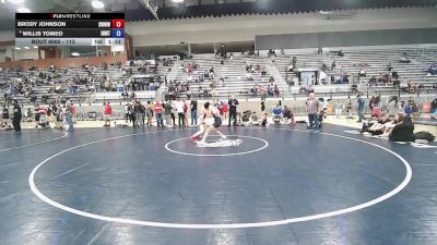 113 lbs Cons. Semis - Brody Johnson, South West Washington Wrestling Club vs Willis Tomeo, Inland Northwest Wrestling Training Center
