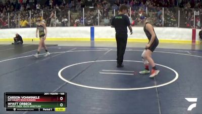 105 lbs 3rd Place Match - Wyatt Orbeck, Harper Creek Youth Wrestling vs Carson Vohwinkle, Bay County Road Runners