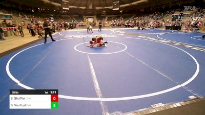 85 lbs Quarterfinal - Sawyer Shaffer, Caney Valley Wrestling vs Grayson VanTuyl, Coweta Tiger Wrestling