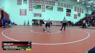 215 lbs Round 1 - Rory Nolan, Wadsworth vs Josiah Neumeyer, Cuyahoga Valley Christian Academy