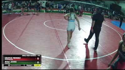 115 lbs Quarterfinal - Ryah Johns, Oregon vs Grayce Mendez, Washington