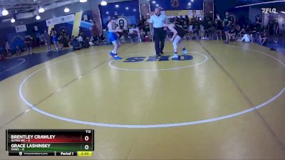 113 lbs Round 3 (8 Team) - Brentley Crawley, Alpha WC vs Grace Lashinsky, VHWC