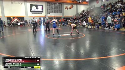 90 lbs Cons. Round 3 - Leland Bragg 3, Anamosa Wrestling Club vs Hudson Schwan, Vinton Viking Wrestling Club