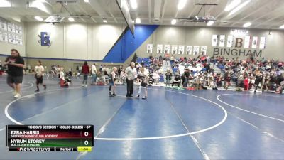 67 lbs Quarterfinal - Ezra Harris, Sanderson Wrestling Academy vs Hyrum Storey, Box Elder Stingers