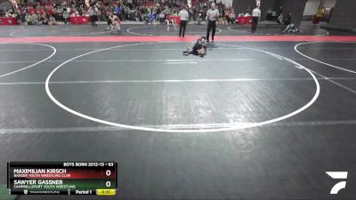 63 lbs Cons. Round 2 - Maximilian Kirsch, Badger Youth Wrestling Club vs Sawyer Gassner, Campbellsport Youth Wrestling