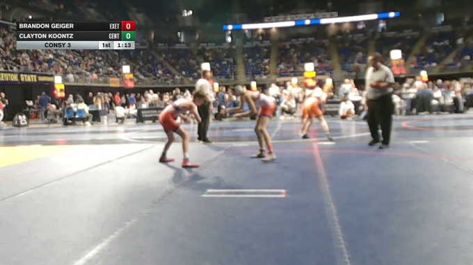 117 lbs Consy 3 - Brandon Geiger, Exeter Twp vs Clayton Koontz, Central ...