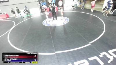 78 lbs Cons. Round 3 - Braden Dugan, Wasco Wrestling Club vs Ryan Rosales, California