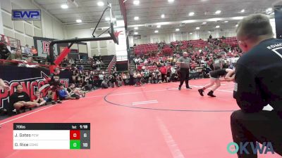 70 lbs Rr Rnd 1 - Jax Gates, Ponca City Wildcat Wrestling vs Dayton Rice, Edmond Huskies 11u