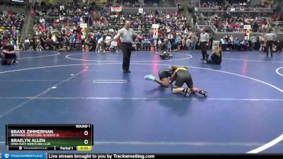 95 lbs Round 1 - Braxx Zimmerman, Ironhawk Wrestling Academy IA vs Braelyn Allen, Open Mats Wrestling Club