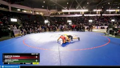 132 lbs Quarterfinal - Justyce Zuniga, Toppenish vs Adonai Garza, Kent Meridian