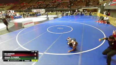 87 lbs Champ. Round 1 - Bo Barker, California vs Isaiah Olivarez, Atwater Youth Wrestling