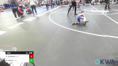 40 lbs Round Of 16 - Eymber Dickson, Buck Pride Wrestling vs Bodie Olson, Verdigris Youth Wrestling