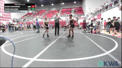 100 lbs Consi Of 8 #2 - Elijah Alexander, Midwest City Bombers Youth Wrestling Club vs River Holcomb, Tecumseh Youth Wrestling