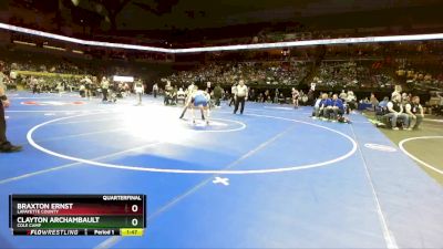 175 Class 1 lbs Quarterfinal - Braxton Ernst, Lafayette County vs Clayton Archambault, Cole Camp