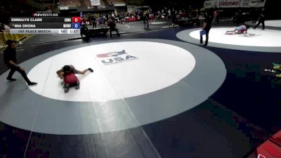 112 lbs 1st Place Match - Emmalyn Clark, Elk Grove Wrestling Academy vs Mia Orona, Manteca Cobras Wrestling Club