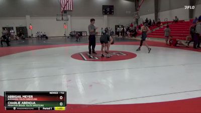 112 lbs Cons. Round 3 - Charlie Abenoja, Mountain Brook Youth Wrestling vs Abbigail Meyer, Buckhorn Youth Wrestling