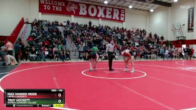 149 lbs Cons. Round 2 - Max Vander Meide, Linfield University vs Troy Hockett, Umpqua Community College