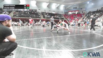 90 lbs Consi Of 8 #2 - Gunner Bishop, Bristow Elementary Wrestling Club vs Colton Hogue, Terminator Wrestling Academy