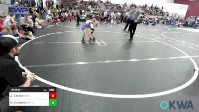 40 lbs Rr Rnd 1 - Junior Garcia, Midwest City Bombers Youth Wrestling Club vs Greyson Summitt, Newkirk Takedown Club