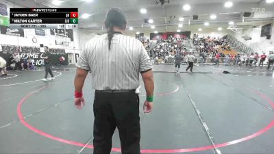 285 lbs 1st Place Match - Jayden Baer, Quartz Hill vs Milton Carter, St. John Bosco