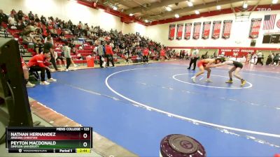 125 lbs Champ. Round 2 - Nathan Hernandez, Arizona Christian vs Peyton MacDonald, Simpson University