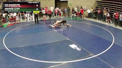 86 lbs Cons. Round 2 - Brenner Clyde, HURRICANE VALLEY WC vs Tag Bangerter, Wasatch Wrestling Club