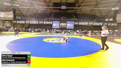 130 lbs 1st Place Match - Olivia Engel, Thunder Mountain Wrestling Club vs Xela Kowoosh, Hoquiam Jr. Grizzly Wrestling Club
