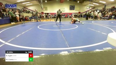 92-98 lbs Consolation - Bradley Egan, Cowboy Wrestling Club vs Miles Evans, Bristow Youth Wrestling