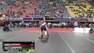 157 lbs Finals (8 Team) - Carter Martinson, Central vs Scotty Scheidecker, Cornell College