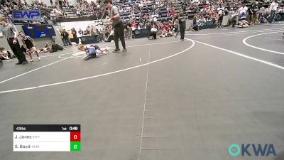 43 lbs Quarterfinal - Janson Jones, Standfast vs Silas Boyd, Harrah Little League Wrestling