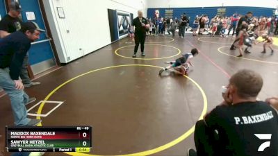 49 lbs Champ. Round 1 - Sawyer Hetzel, Greybull Basin Athletic Club vs Maddox Baxendale, North Big Horn Rams