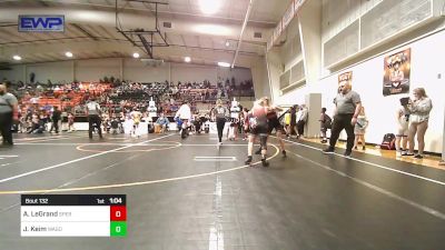 90 lbs Semifinal - Abigail LeGrand, Sperry Wrestling Club vs Jace Keim, Wagoner Takedown Club