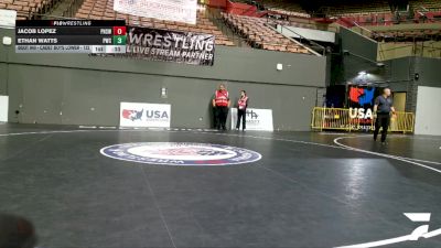 Cadet Boys Lower - 132 lbs Cons. Round 4 - Ethan Watts, PRIDE Wrestling Club vs Jacob Lopez, Pacifica High School Wrestling