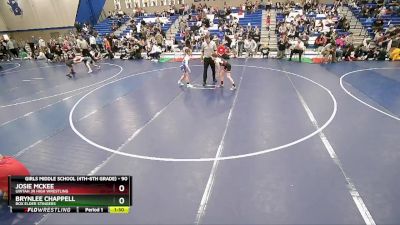 90 lbs Cons. Semi - Brynlee Chappell, Box Elder Stingers vs Josie Mckee, Uintah Jr High Wrestling