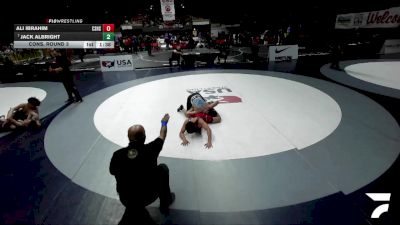 All Cadet Boys Freestyle Upper - 150 lbs Cons. Round 3 - Ali Ibrahim, Canyon Springs High School Wrestling vs Jack Albright