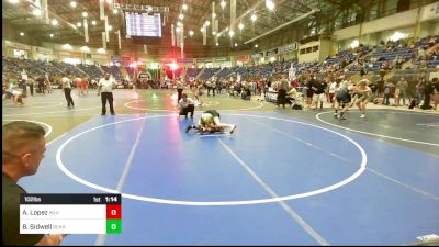 102 lbs Quarterfinal - Andres Rambo Lopez, Wlv Jr Wrestling vs Braiden Sidwell, Bear Cave WC