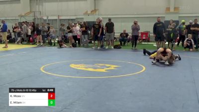 75-J Mats 6-10 12:45pm lbs Round Of 32 - Kruz Moss, WV vs Elijah Milam, OH