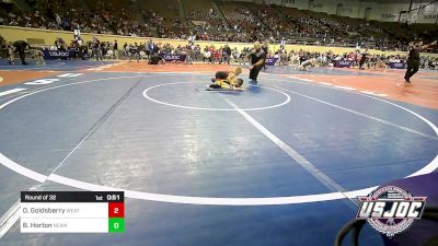 52 lbs Round Of 32 - Dwaine Goldsberry, Weatherford Youth Wrestling vs Blaine Horton, Newkirk Takedown Club