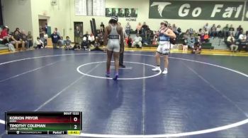 215 lbs Cons. Round 3 - Timothy Coleman, James Clemens HS vs Korion Pryor, Dora